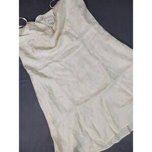 VINTAGE 90s Delicates Ivory Floral Jacquard Silk Nightgown Size L